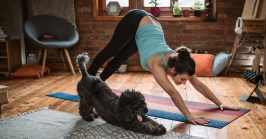ethnic, vintage yoga mats - yoga with your dog